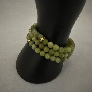 Stack of three 6mm Jade bead stretch bracelets